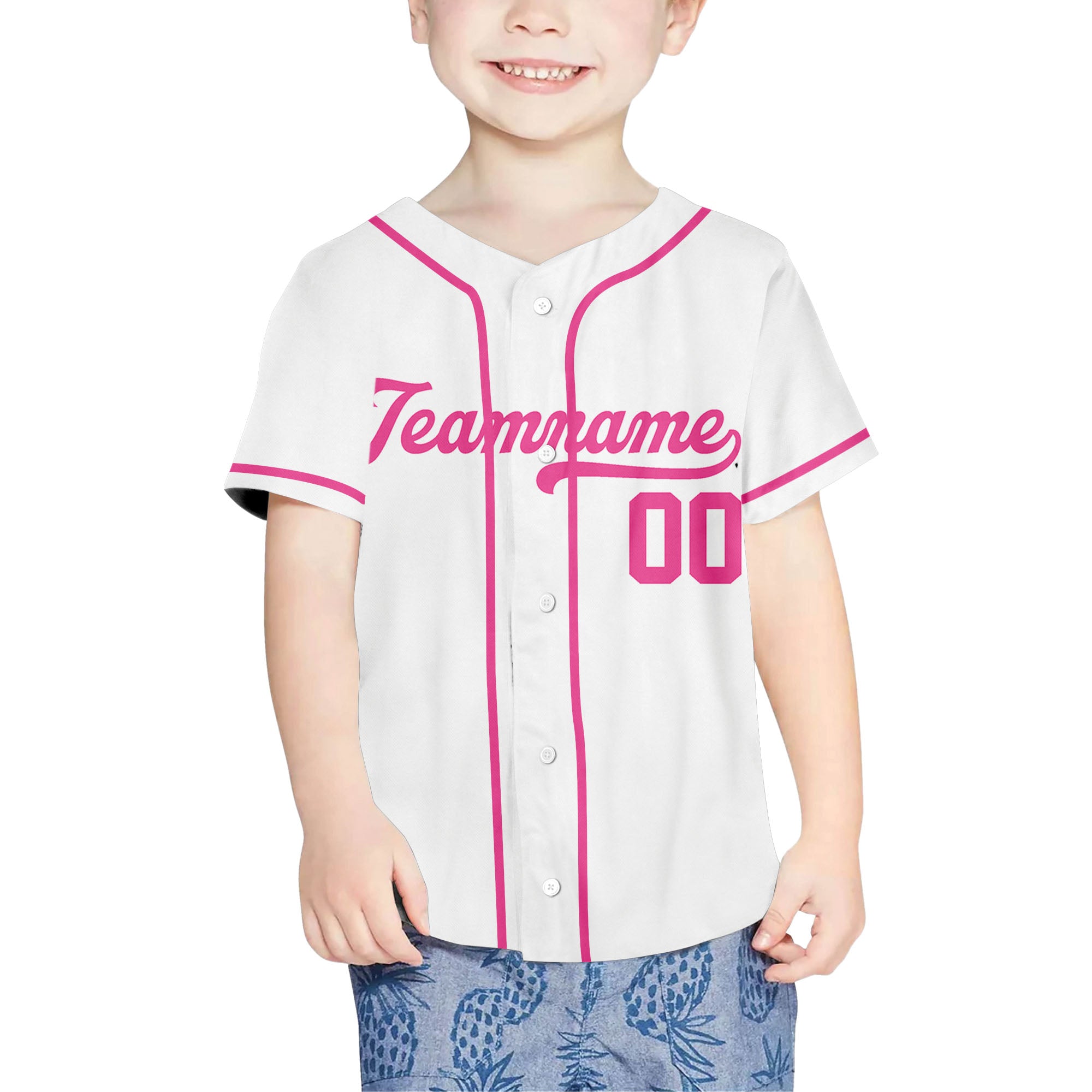 Pink-White-ersonalized-Team-Name-And-Number-Custom-Baseball-Jersey-Pink-Collection