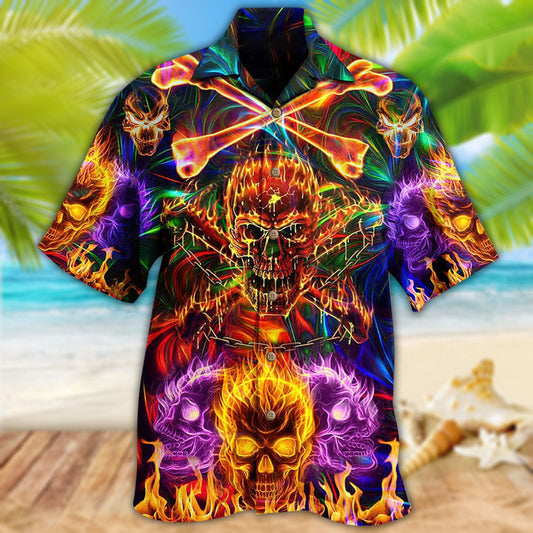 Skull Fire Angry - Hawaiian Shirt - Owl Ohh
