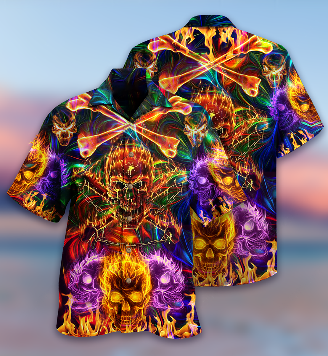 Skull Fire Angry - Hawaiian Shirt - Owl Ohh