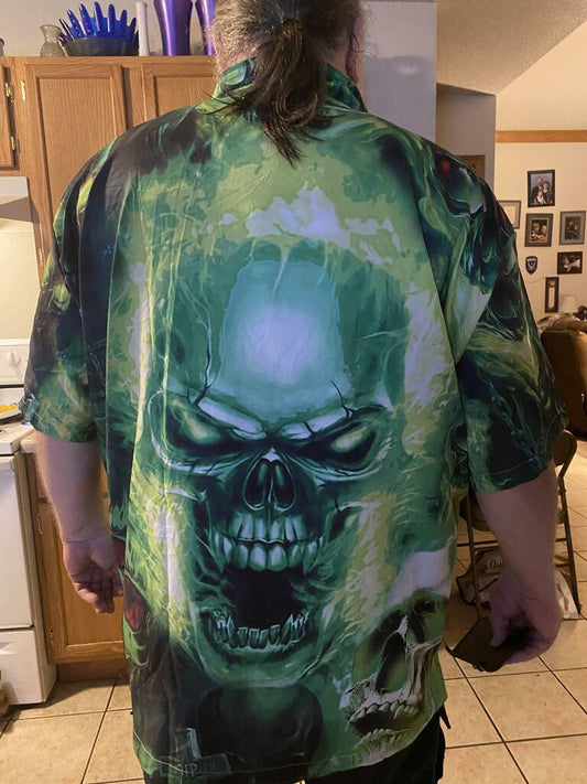 Skull Green Fear No Man - Hawaiian Shirt - Owl Ohh