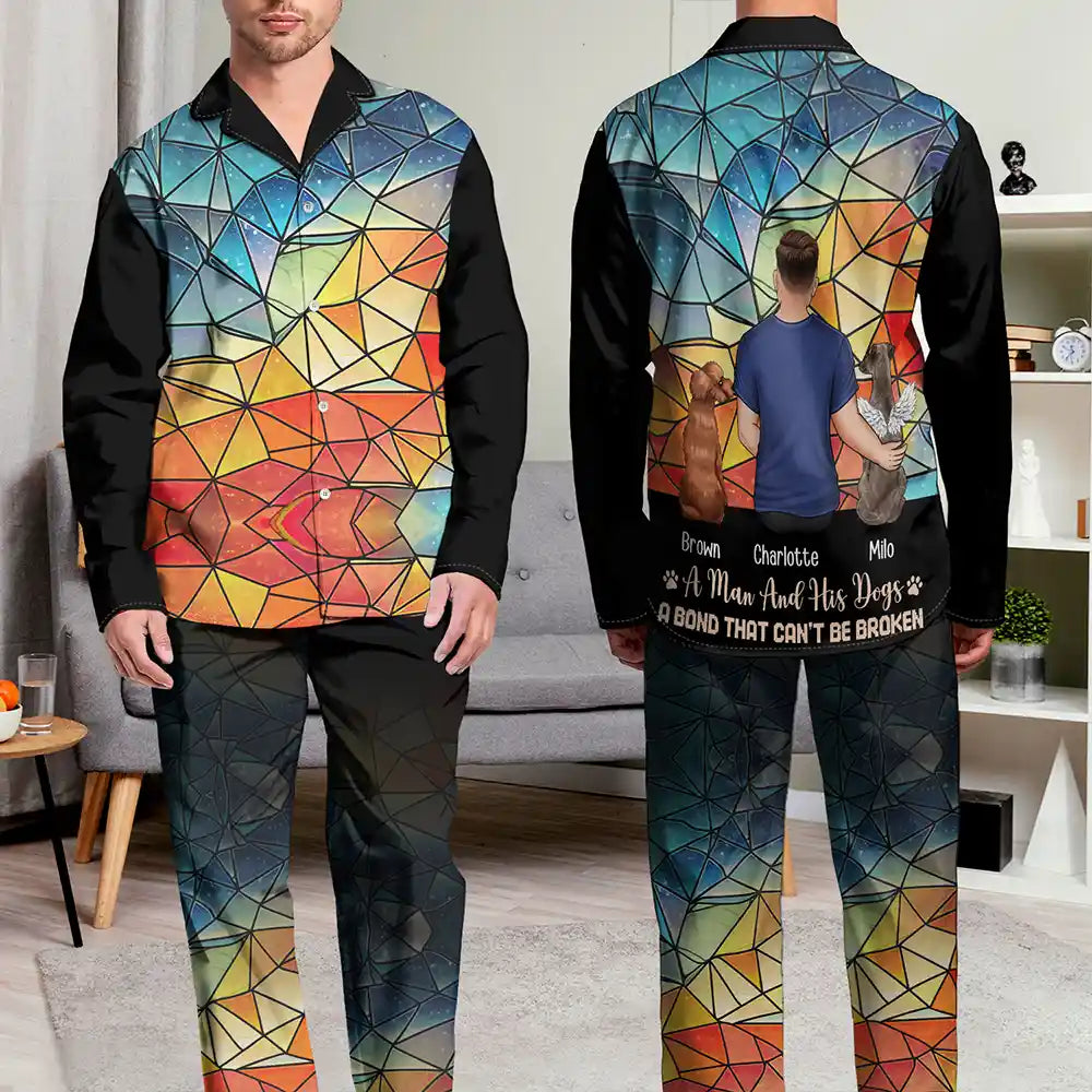 Flower Field A Girl And Her Dog And Cat - Personalized Long Pajamas Set