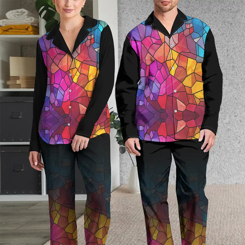 Flower Field A Girl And Her Dog And Cat - Personalized Long Pajamas Set