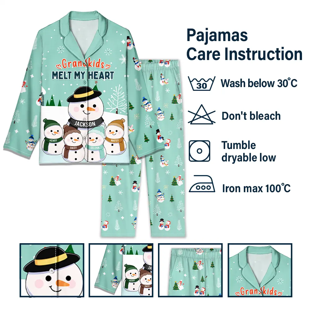 Grandkids Melts My Heart - Personalized Long Pajamas Set