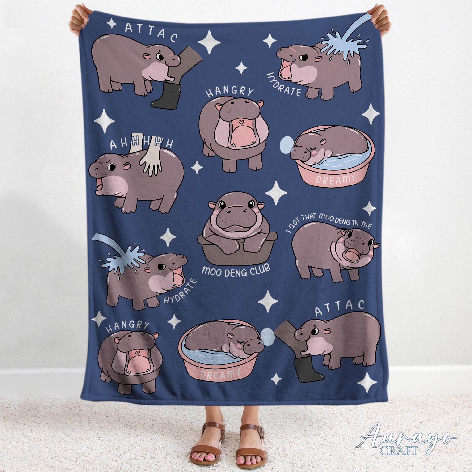 I Love Moo Deng Blanket, Funny Hippo Baby Moo Deng Blanket, Gift for Moo Deng Fan Club, Cute Baby Hippo Lover Gift, Christmas Gift 2024