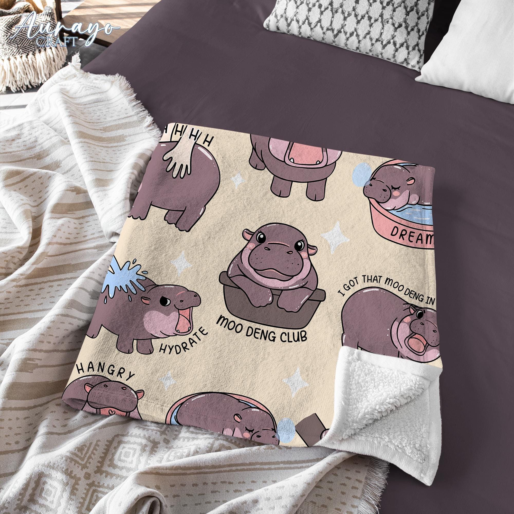 I Love Moo Deng Blanket, Funny Hippo Baby Moo Deng Blanket, Gift for Moo Deng Fan Club, Cute Baby Hippo Lover Gift, Christmas Gift 2024