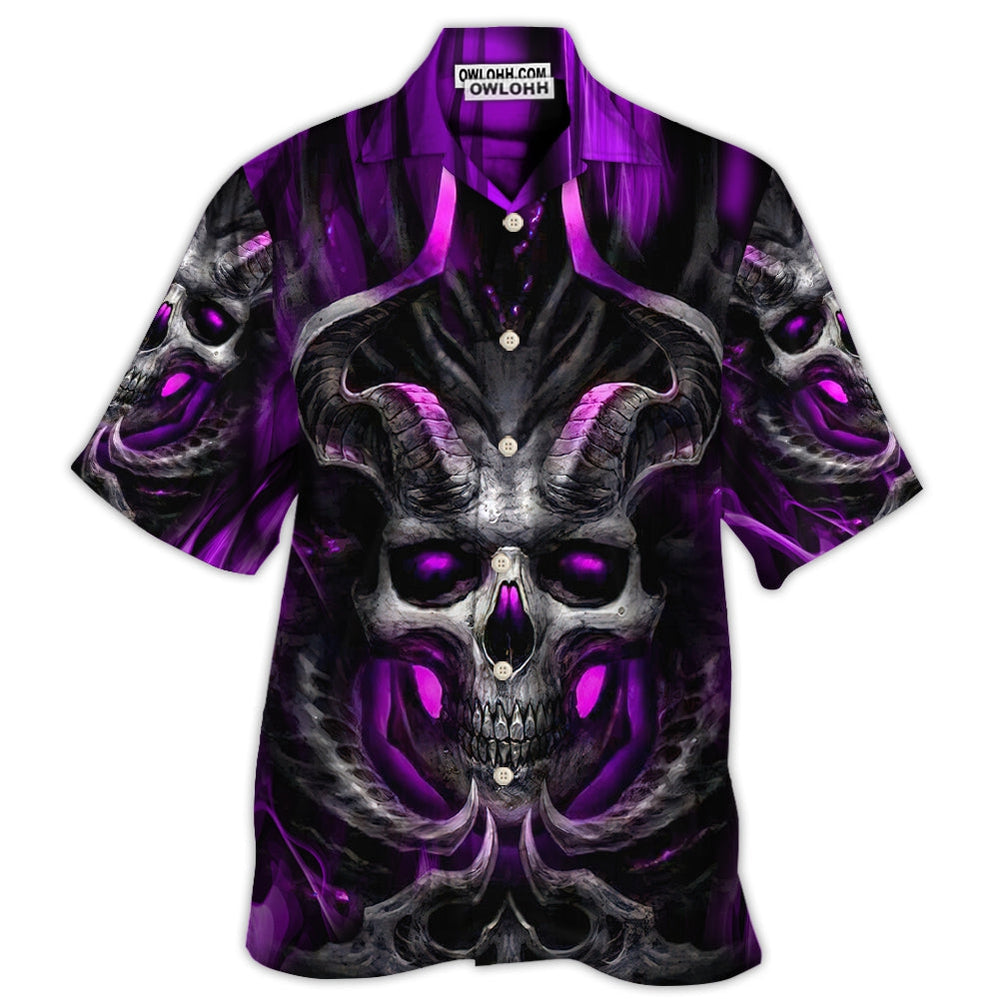 Skull Dark Purple Fire Lighting - Hawaiian Shirt - Owl Ohh