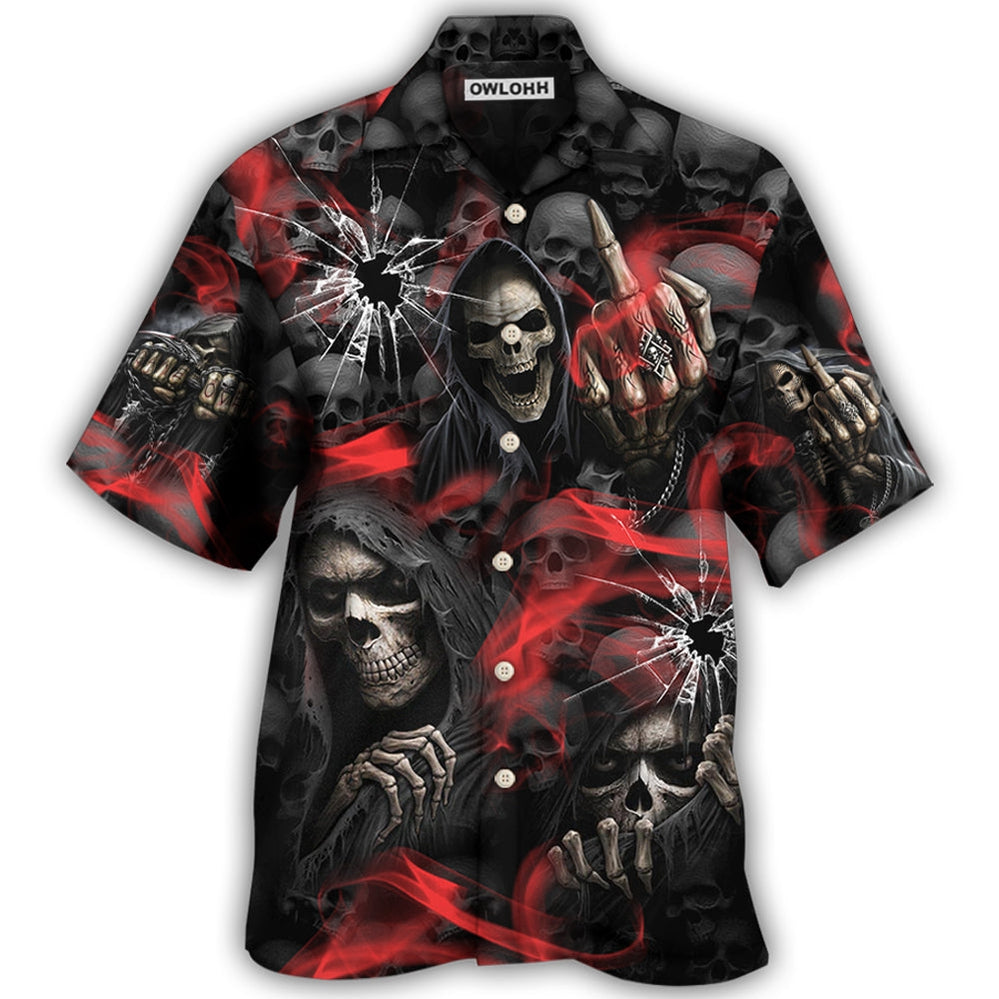 Skull Dark Red Smoke - Hawaiian Shirt - Owl Ohh