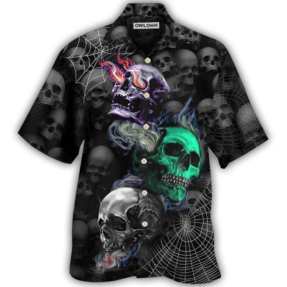 Skull Dark Colorful Burning - Hawaiian Shirt - Owl Ohh