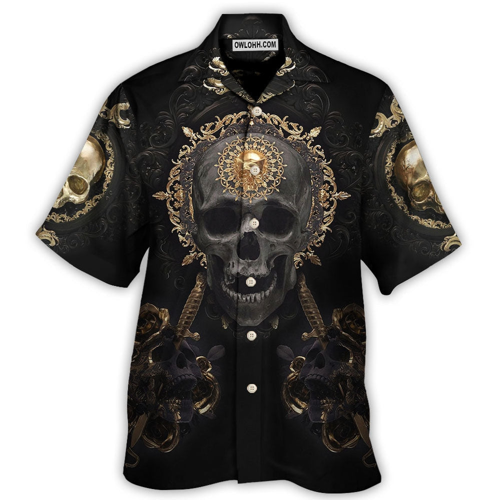 Skull Golden Skull True King Stay True Till Death - Hawaiian Shirt  - Owl Ohh