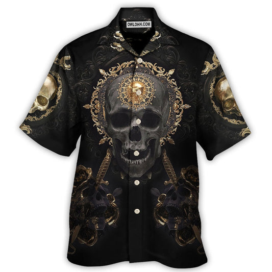 Skull Golden Skull True King Stay True Till Death - Hawaiian Shirt  - Owl Ohh