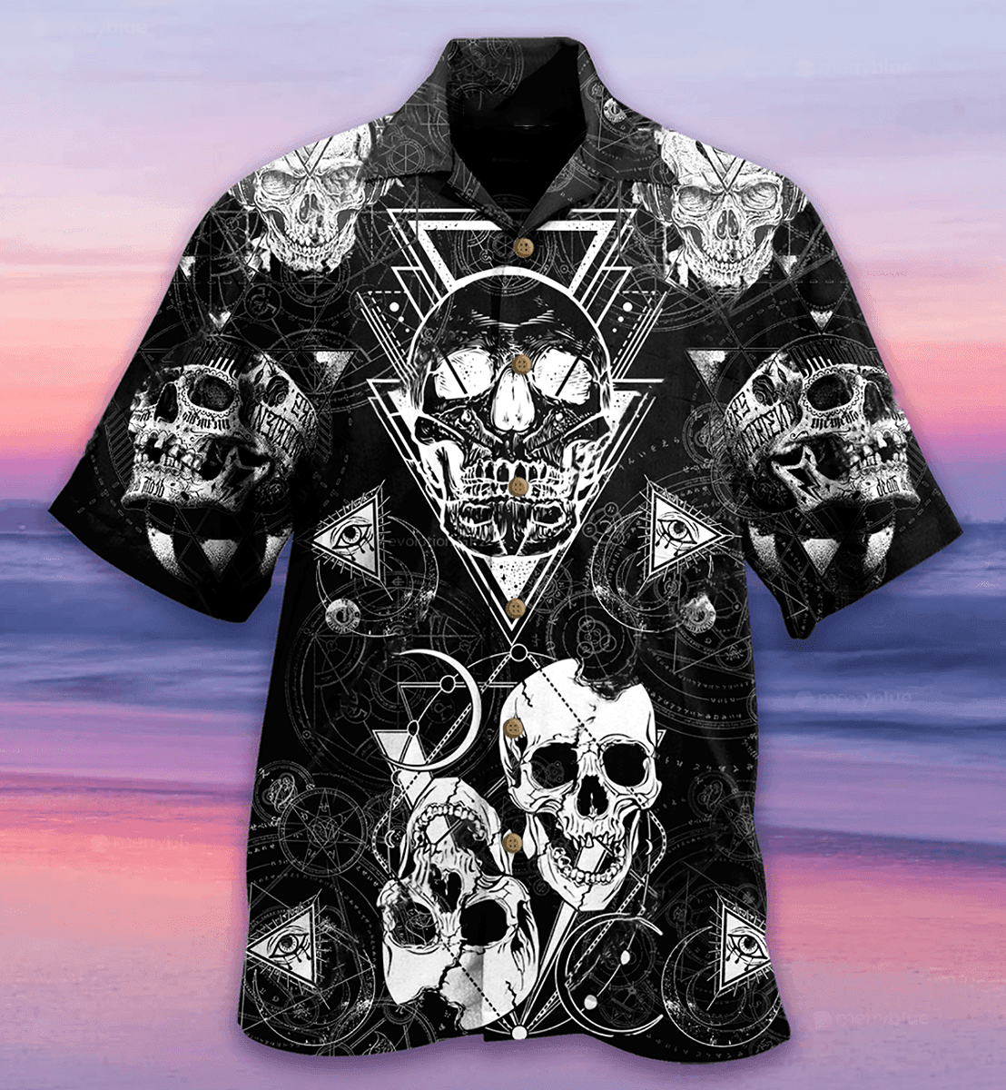 Skull Love Black - Hawaiian Shirt  - Owl Ohh