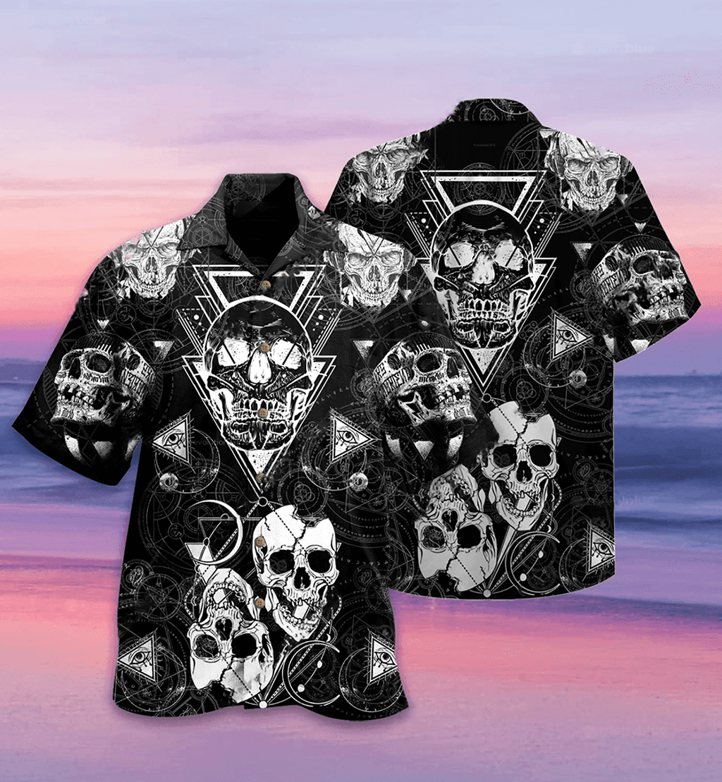 Skull Love Black - Hawaiian Shirt  - Owl Ohh