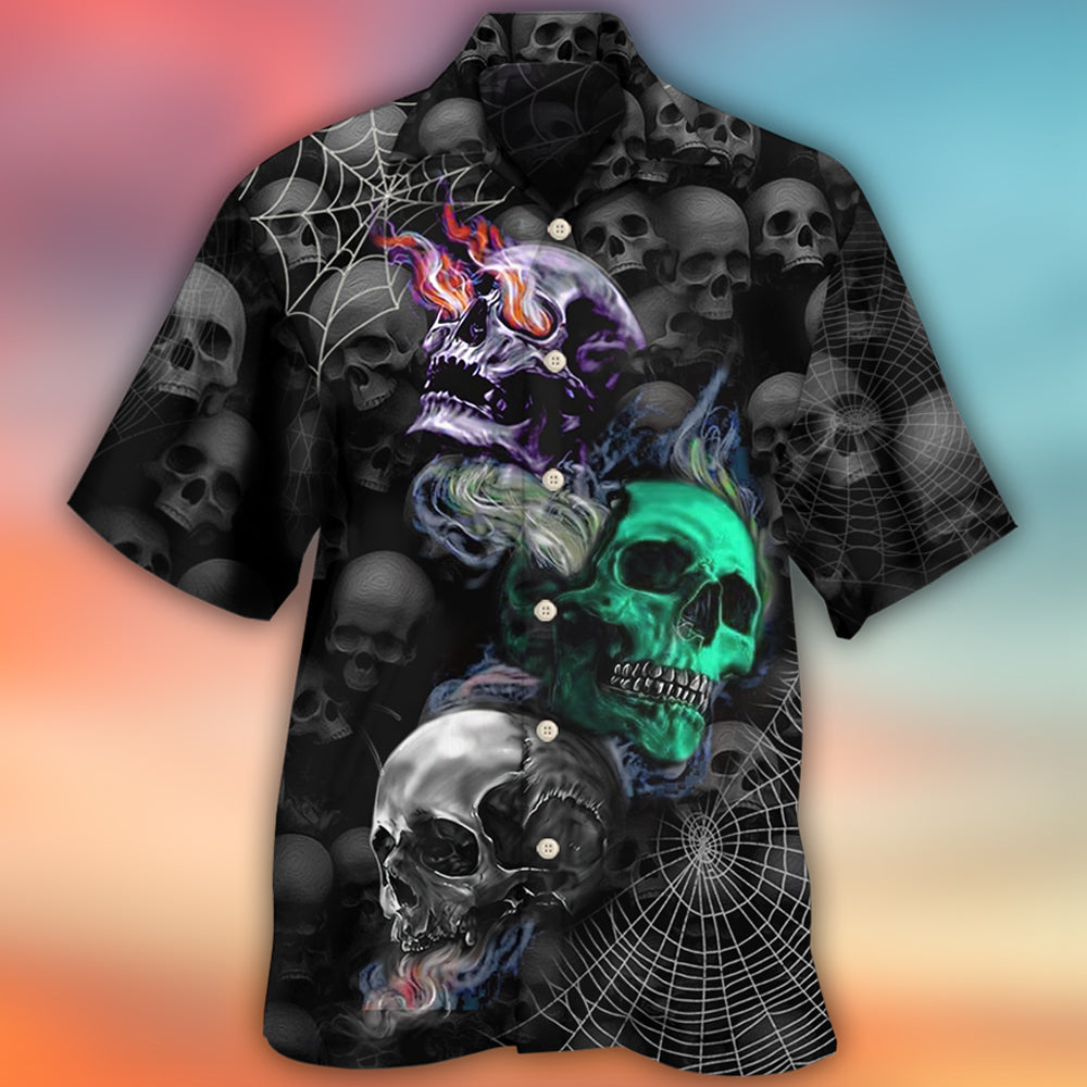 Skull Dark Colorful Burning - Hawaiian Shirt - Owl Ohh