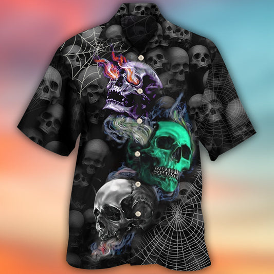 Skull Dark Colorful Burning - Hawaiian Shirt - Owl Ohh