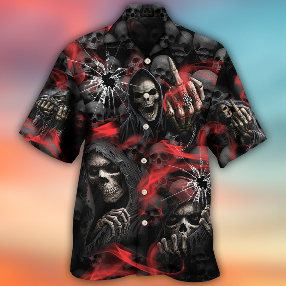 Skull Dark Red Smoke - Hawaiian Shirt - Owl Ohh