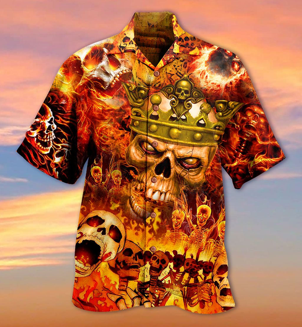 Skull King On Fire - Hawaiian Shirt  - Owl Ohh