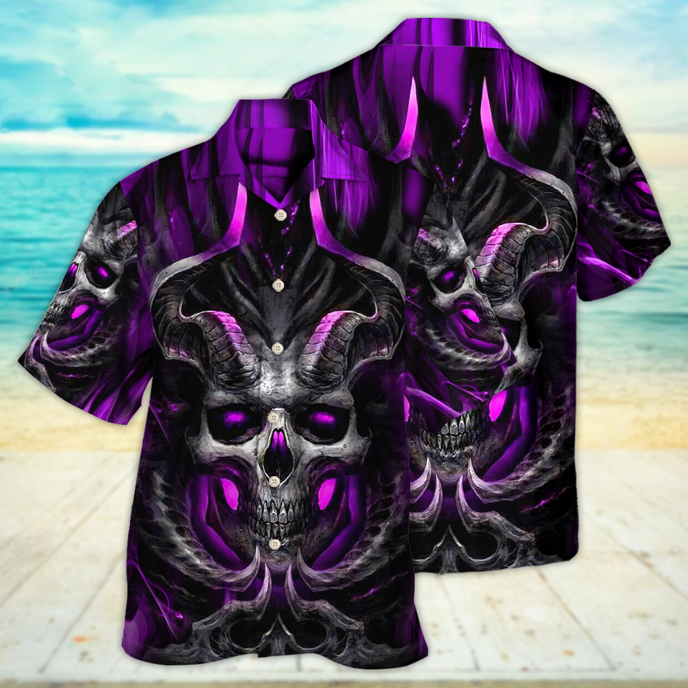 Skull Dark Purple Fire Lighting - Hawaiian Shirt - Owl Ohh