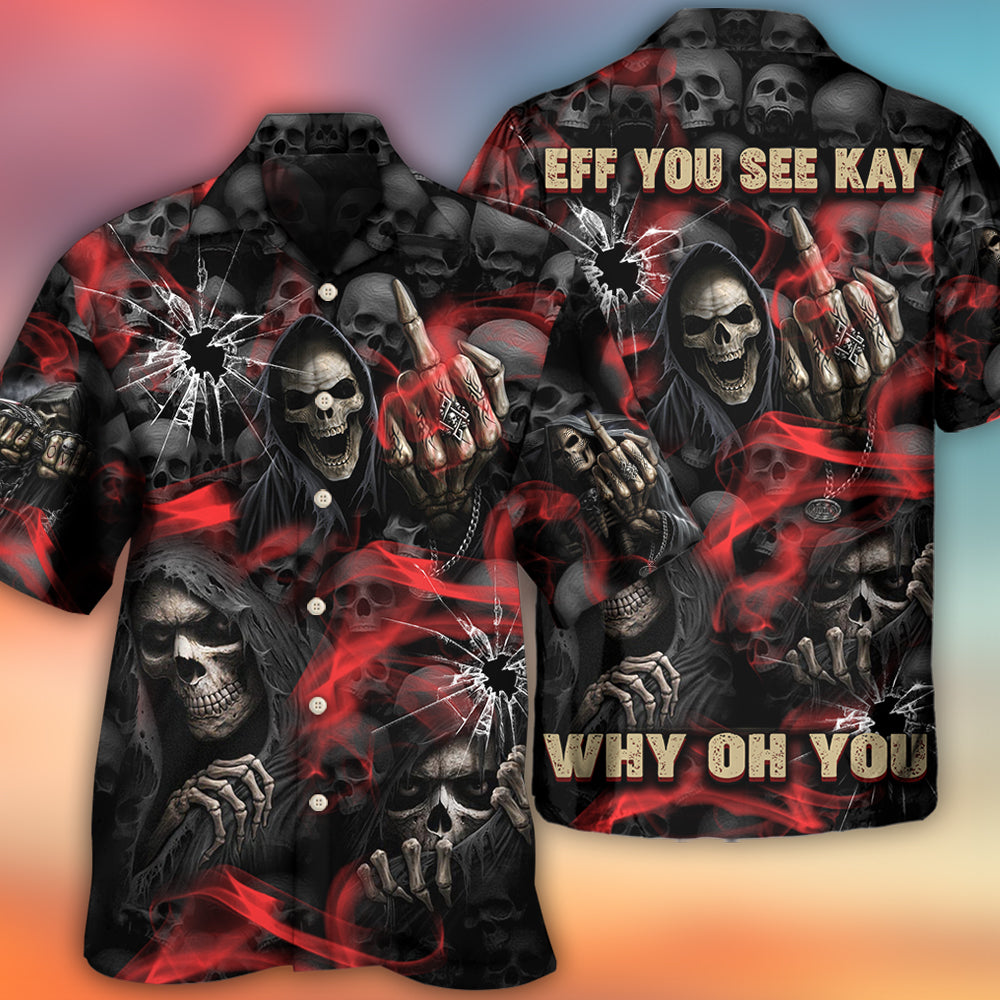 Skull Dark Red Smoke - Hawaiian Shirt - Owl Ohh