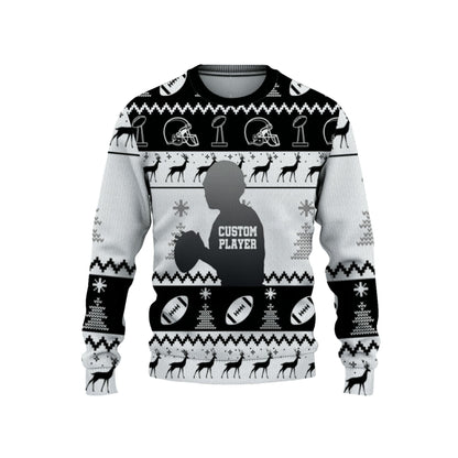 customized-player-american-football-ugly-christmas-sweater-black-and-white-las-vegas-vdd40-4537
