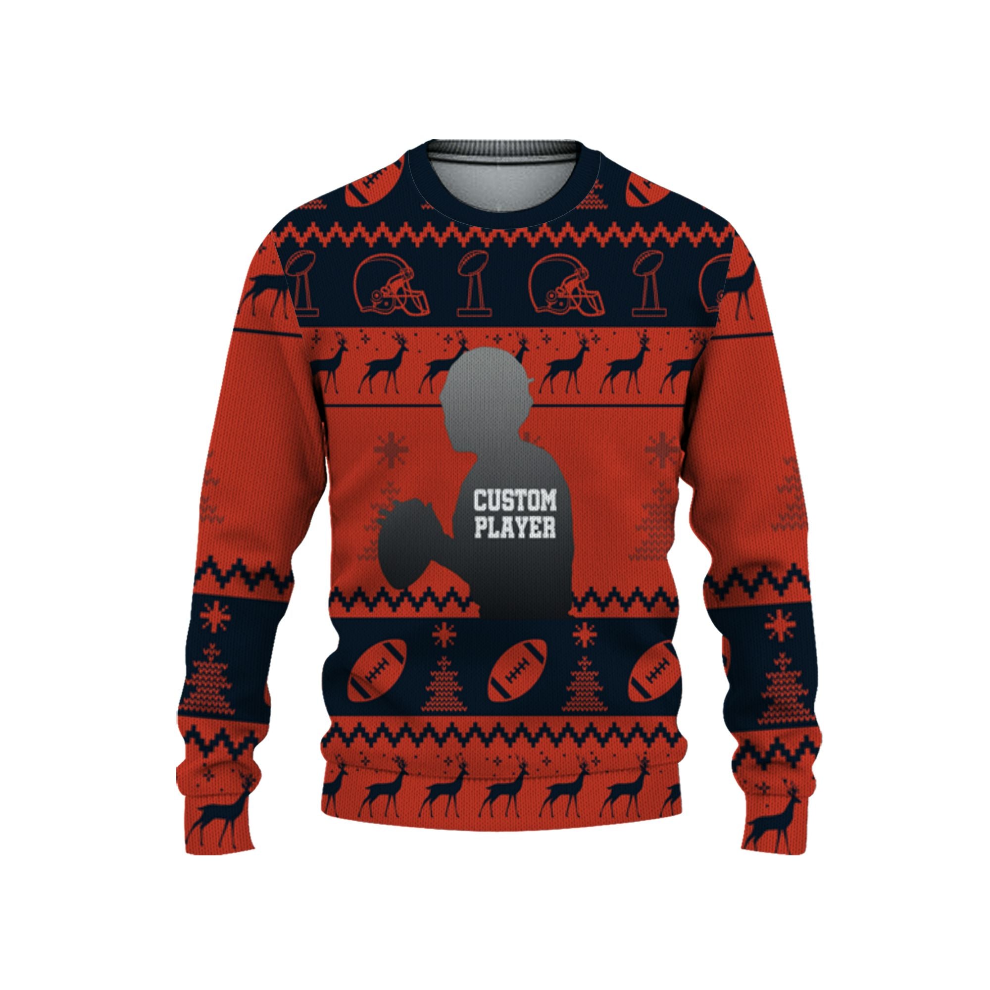 customized-player-american-football-ugly-christmas-sweater-navy-and-orange-chicago-vdd40-6542