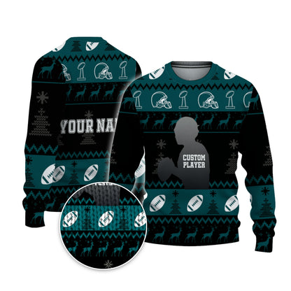 customized-player-american-football-ugly-christmas-sweater-black-and-green-philadelphia-vdd40-4903