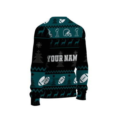 customized-player-american-football-ugly-christmas-sweater-black-and-green-philadelphia-vdd40-4903