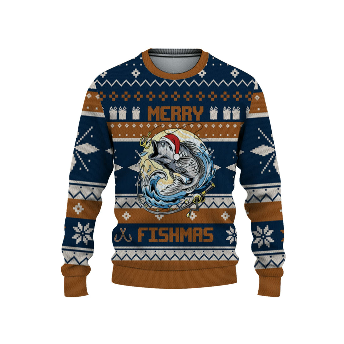 personalize-fishing-christmas-ugly-sweater-awesome-brown-nda51-1259