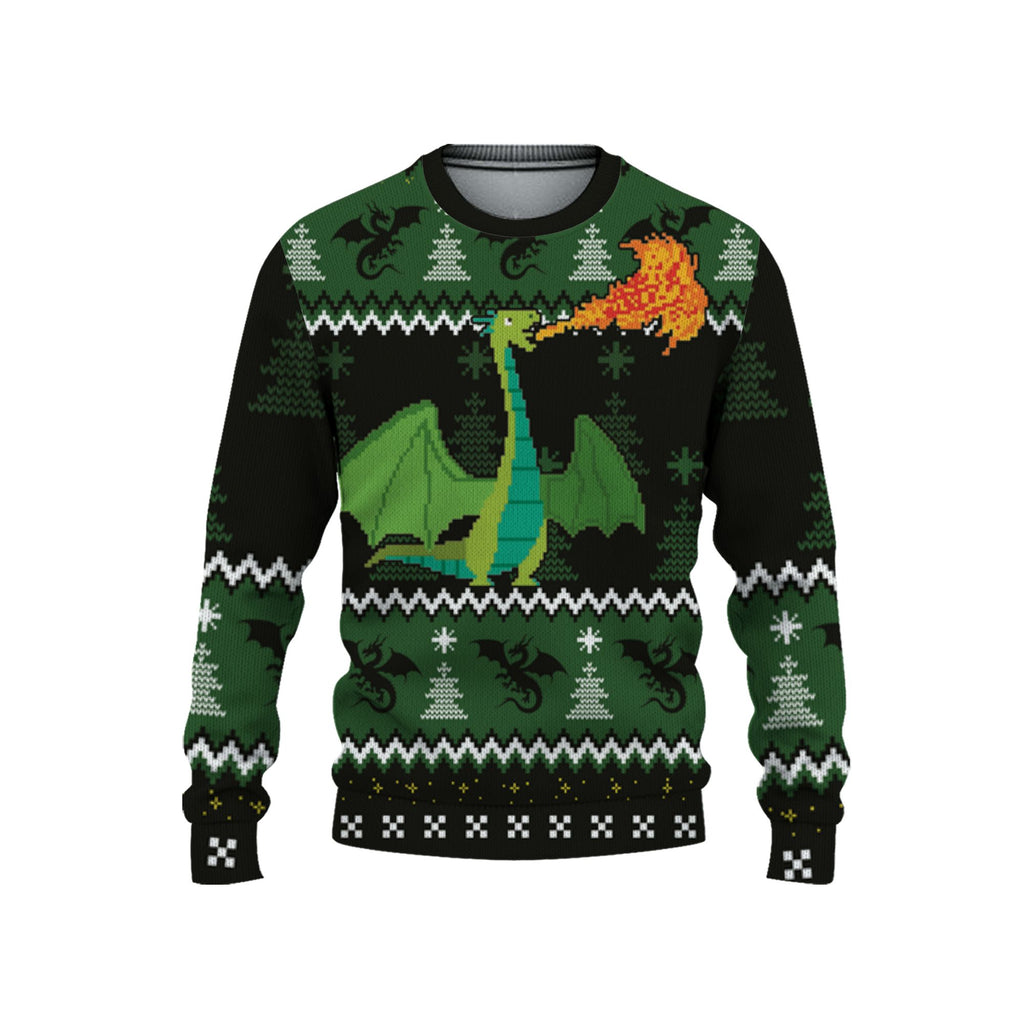 custom-christmas-funny-fire-green-dragon-ugly-sweater-tka91-1194