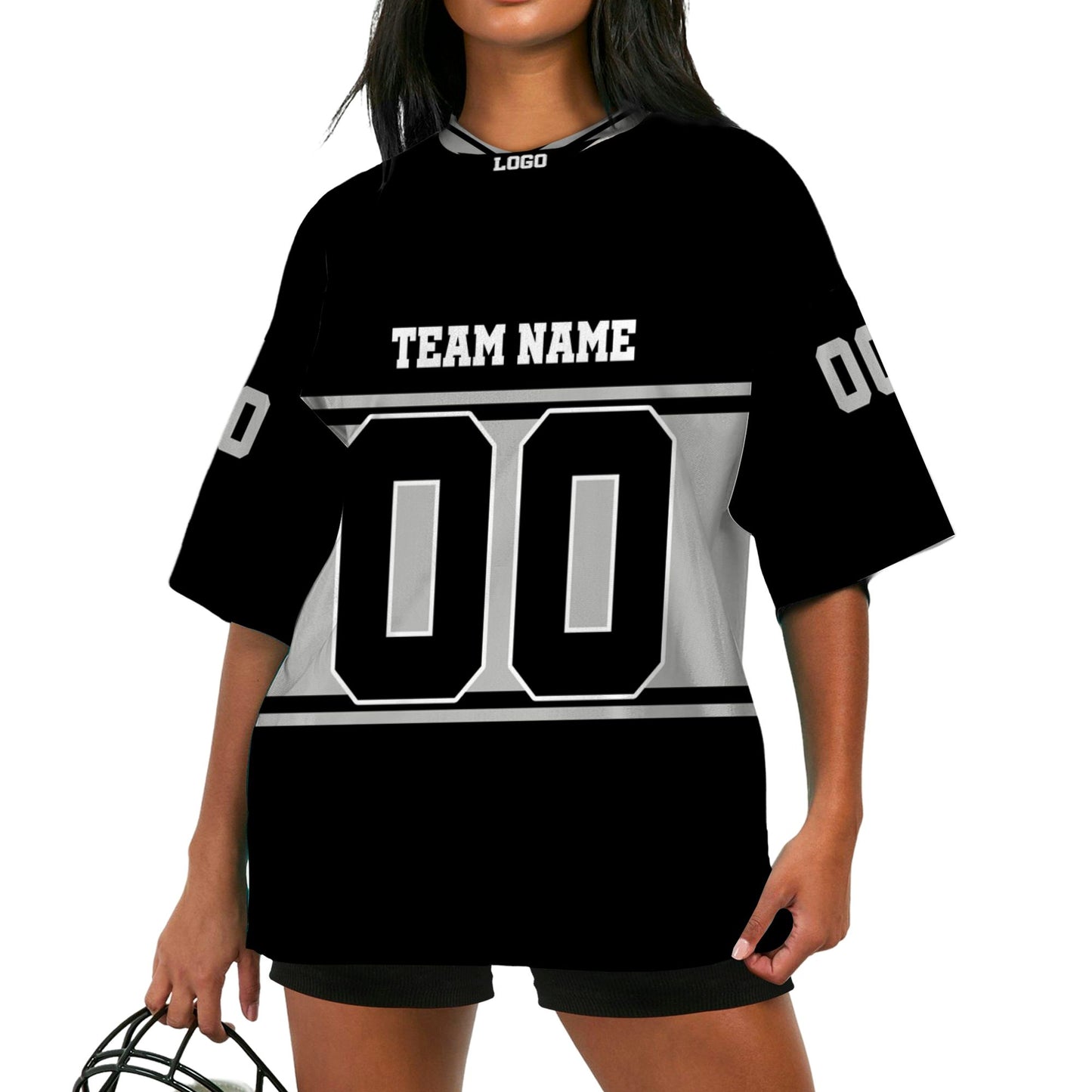 personalized-team-name-nuber-football-jersey-horizontal-line-black-gray-and-white-lar-vdd49-1863