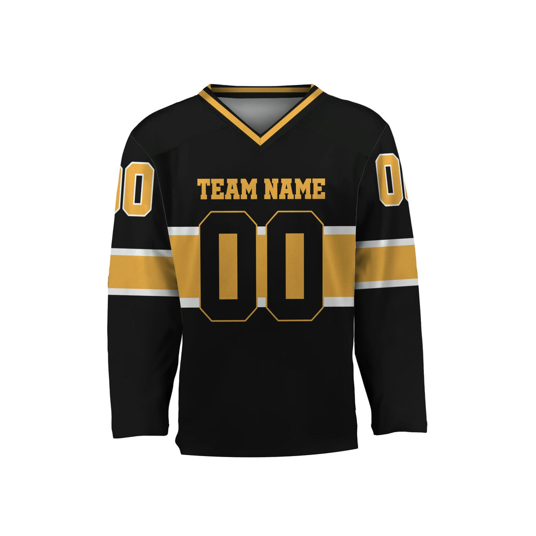 personalized-team-name-number-hockey-jersey-horizontal-lines-black-gold-and-white-vdd53-7495