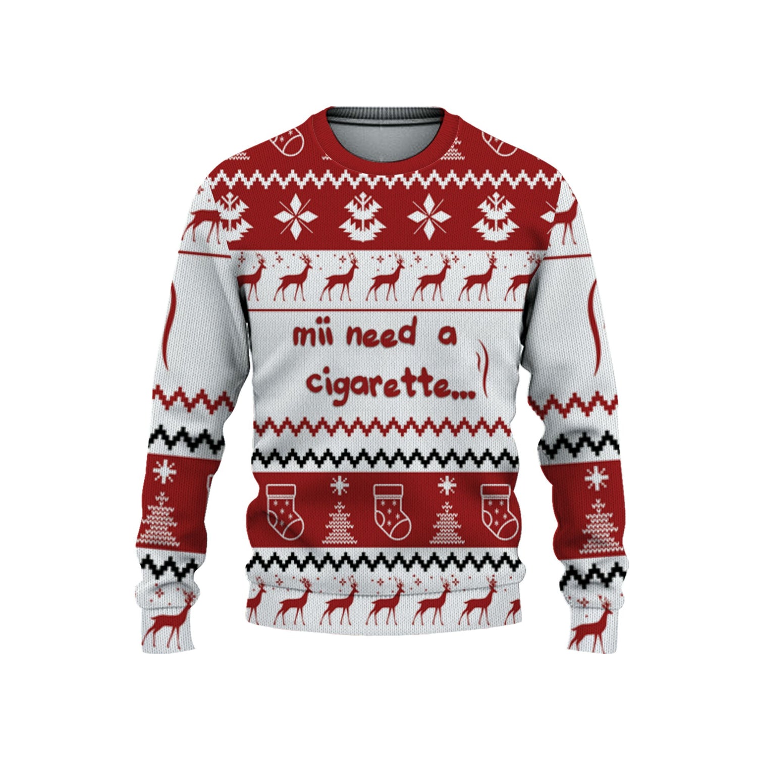 personalized-mii-need-a-cigarette-christmas-holiday-ugly-sweater-red-and-white-vdd57-1465