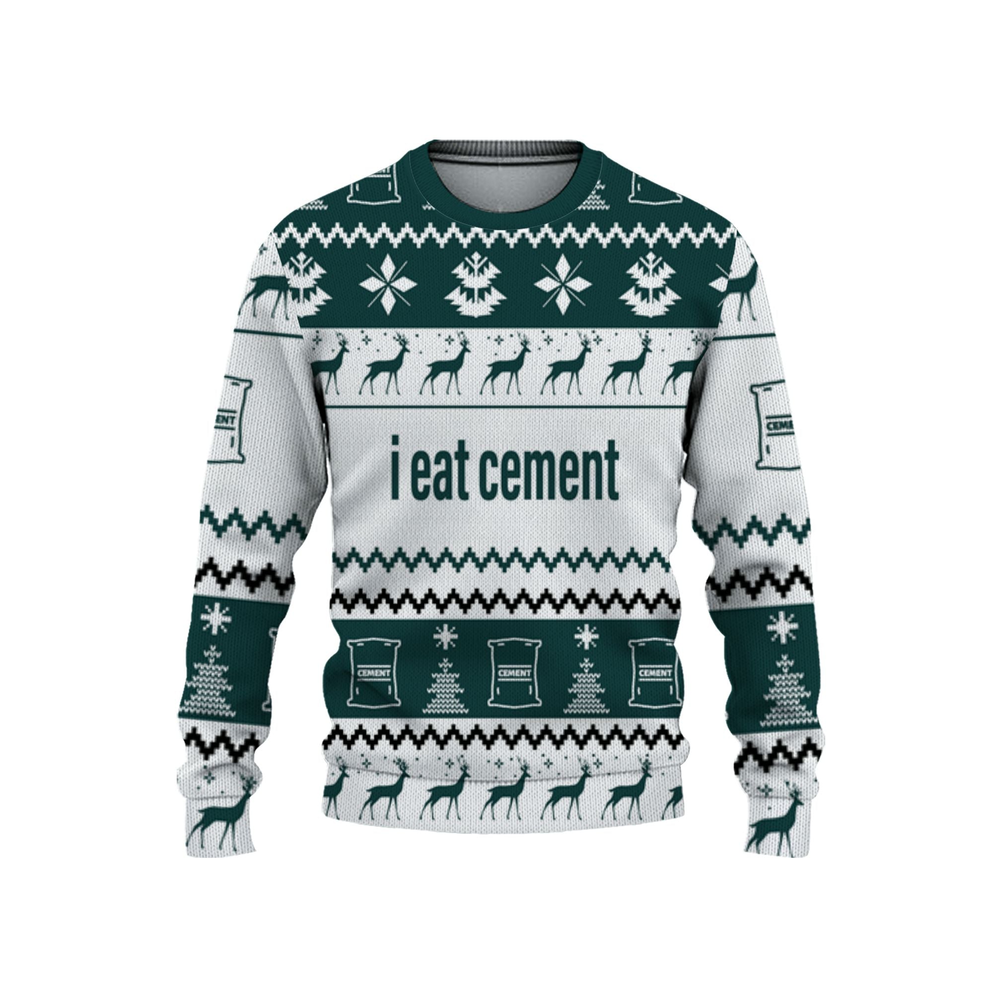 personalized-i-eat-cement-christmas-holiday-funny-ugly-sweater-green-and-white-vdd58-6559