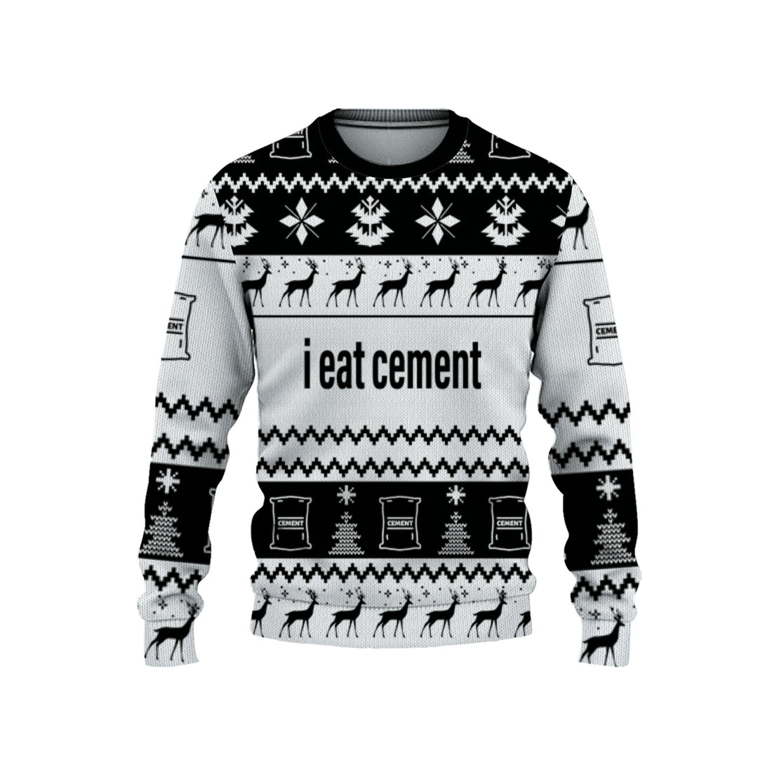 personalized-i-eat-cement-christmas-holiday-funny-ugly-sweater-black-and-white-vdd58-4276