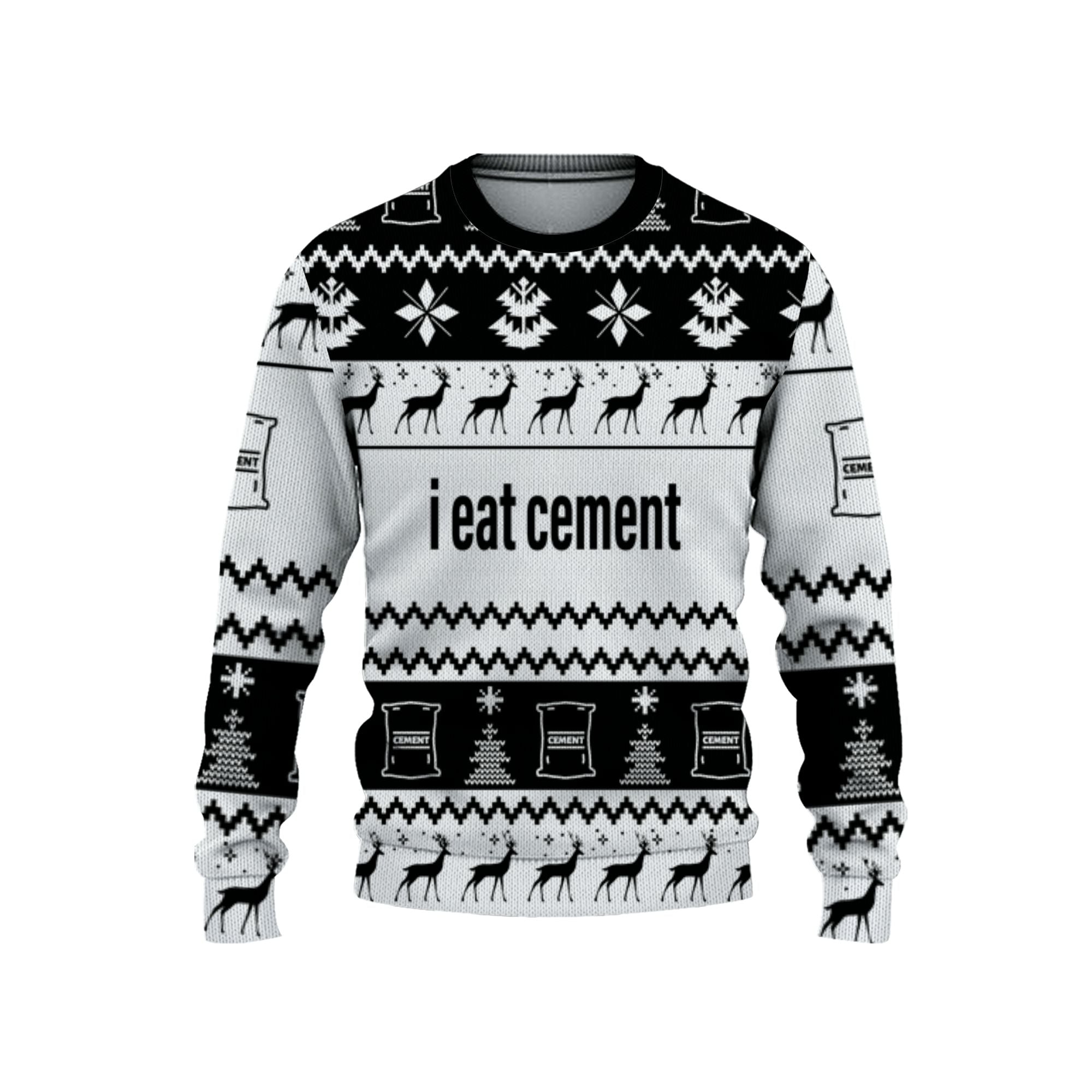 personalized-i-eat-cement-christmas-holiday-funny-ugly-sweater-black-and-white-vdd58-4276