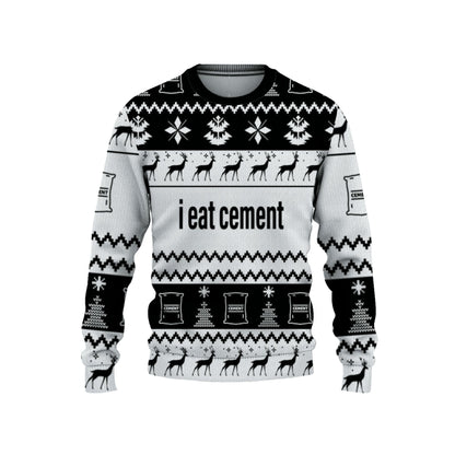 personalized-i-eat-cement-christmas-holiday-funny-ugly-sweater-black-and-white-vdd58-4276