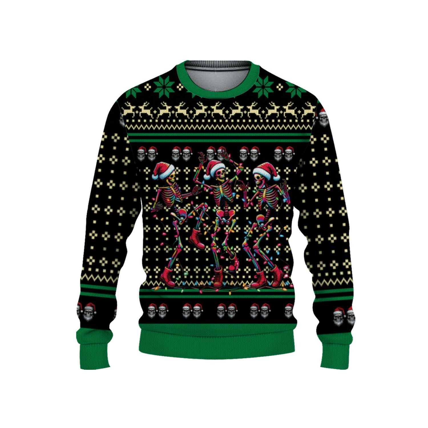 personalize-ugly-christmas-dancing-skeleton-green-nda70-6157
