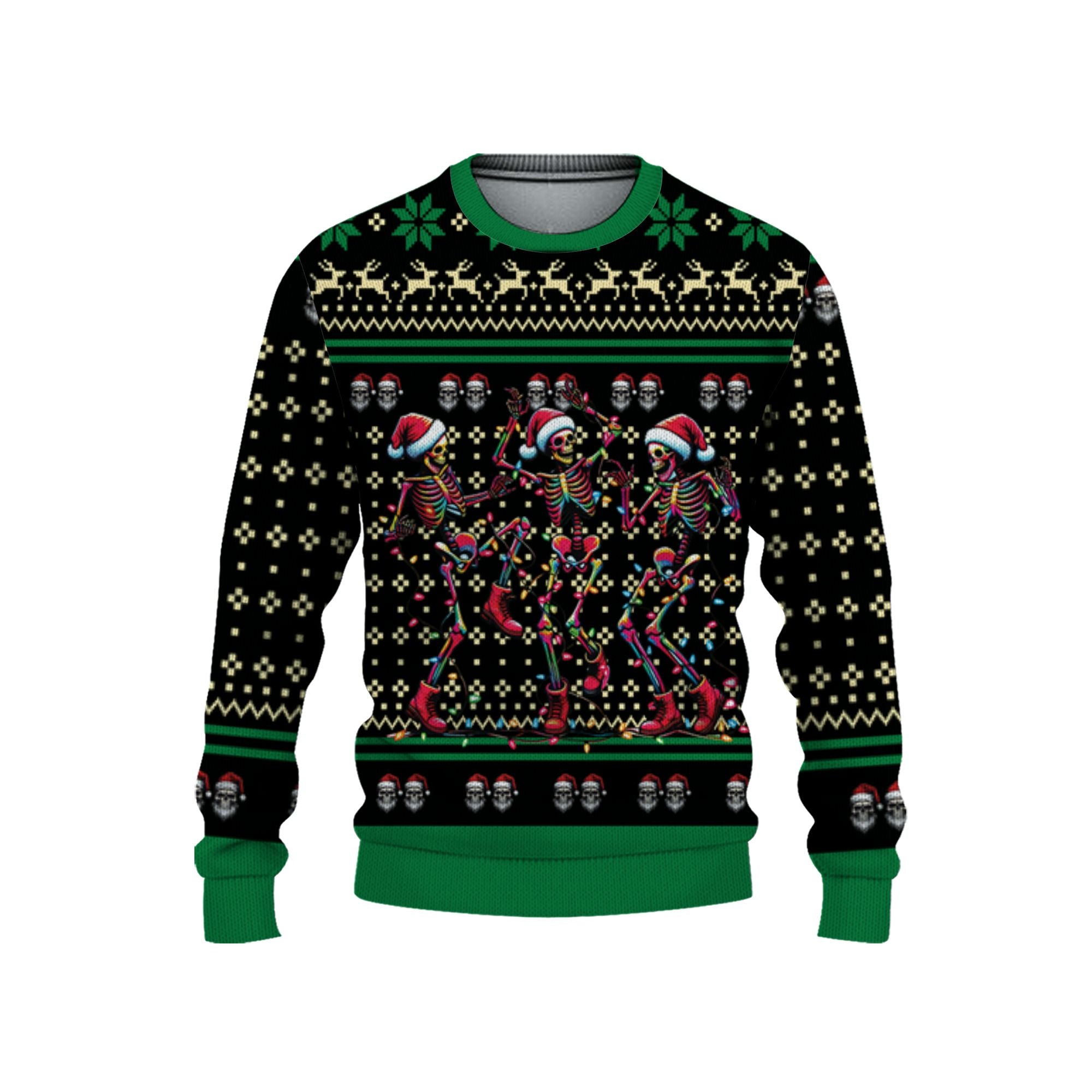 personalize-ugly-christmas-dancing-skeleton-green-nda70-6157
