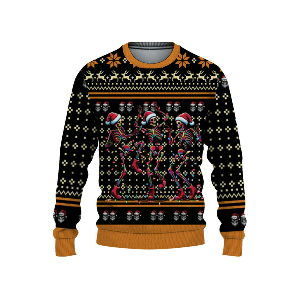 personalize-ugly-christmas-dancing-skeleton-orange-nda70-5862