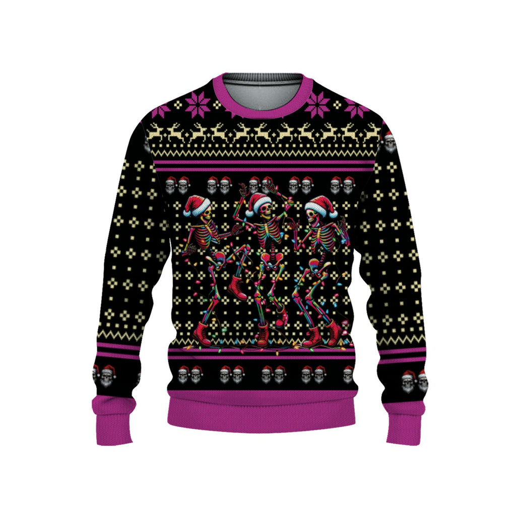 personalize-ugly-christmas-dancing-skeleton-pink-nda70-3918