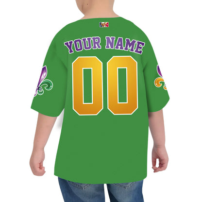 Custom Mardi Gras Tkb39 Green Kid Baseball Jersey