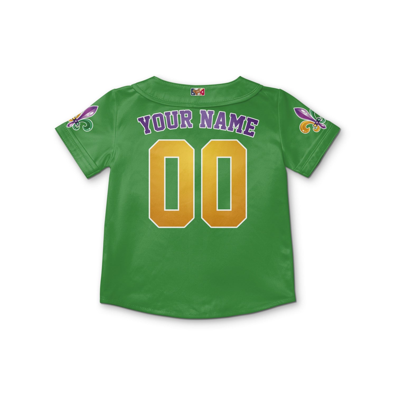 Custom Mardi Gras Tkb39 Green Kid Baseball Jersey