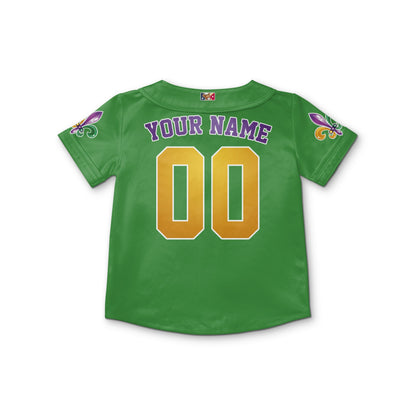 Custom Mardi Gras Tkb39 Green Kid Baseball Jersey
