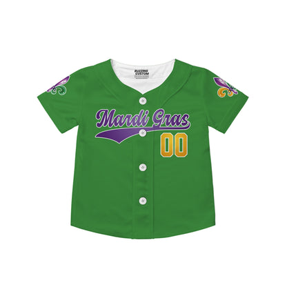 Custom Mardi Gras Tkb39 Green Kid Baseball Jersey