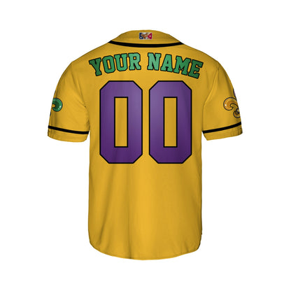 Custom Mardi Gras Tkb39 Yellow Unisex Baseball Jersey