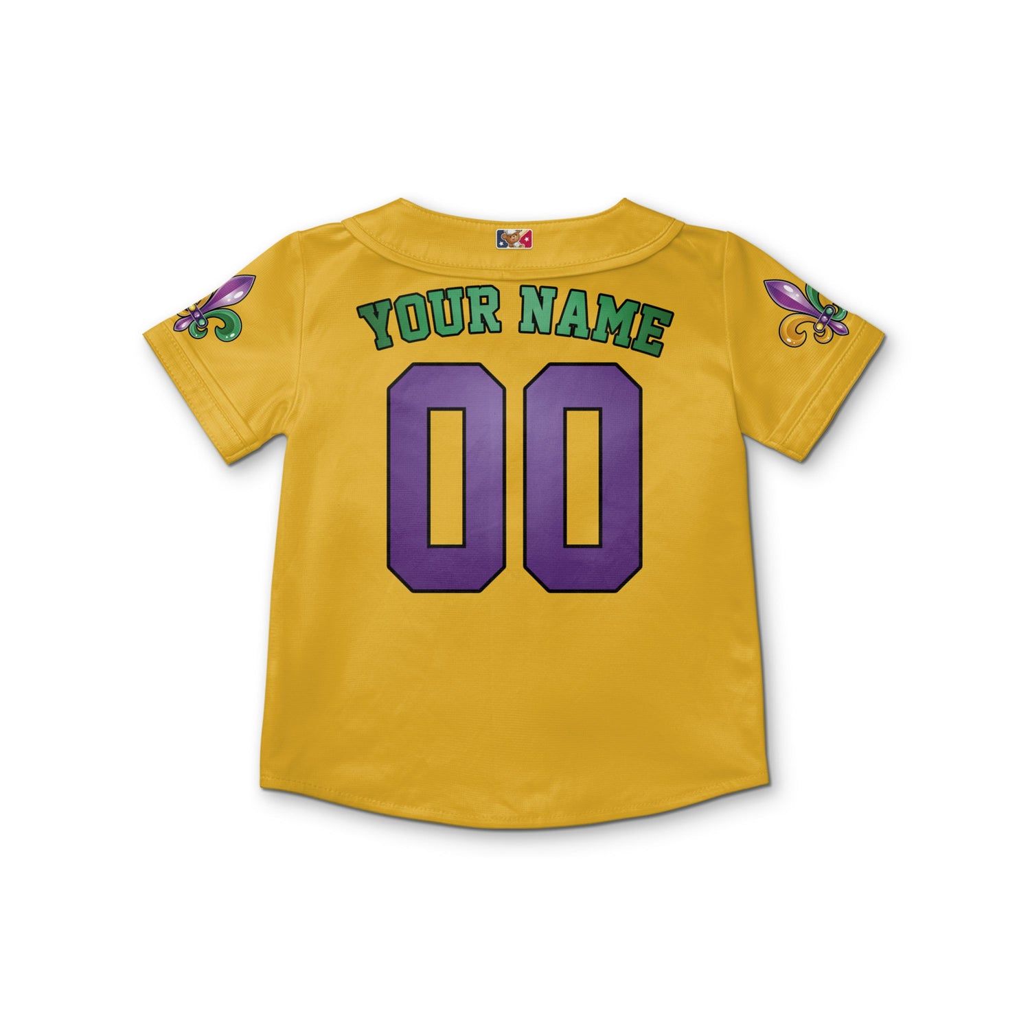 Custom Mardi Gras Tkb39 Yellow Kid Baseball Jersey