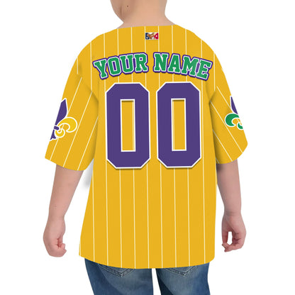 Custom Tkb40 Yellow Stripe Kid Baseball Jersey