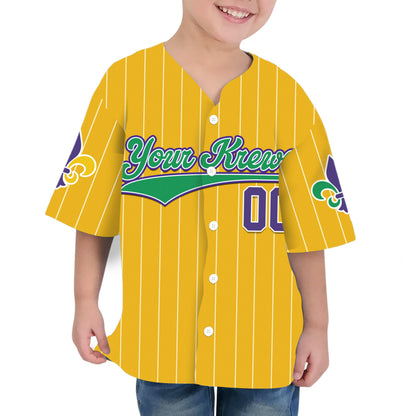 Custom Tkb40 Yellow Stripe Kid Baseball Jersey