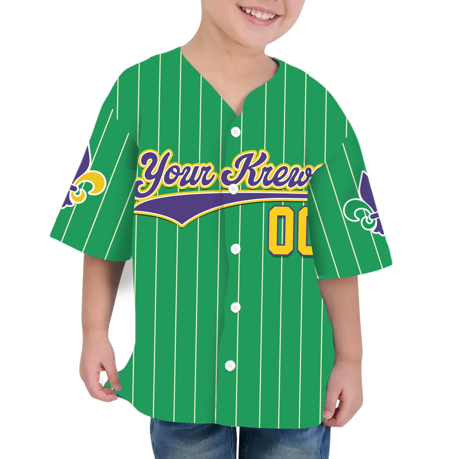Custom Tkb40 Green Stripe Kid Baseball Jersey