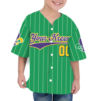 Custom Tkb40 Green Stripe Kid Baseball Jersey