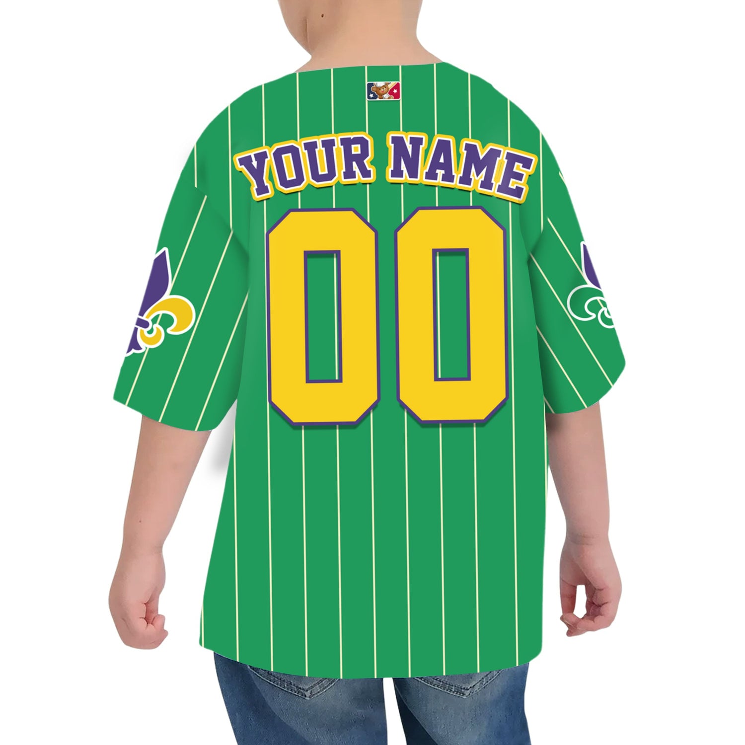 Custom Tkb40 Green Stripe Kid Baseball Jersey